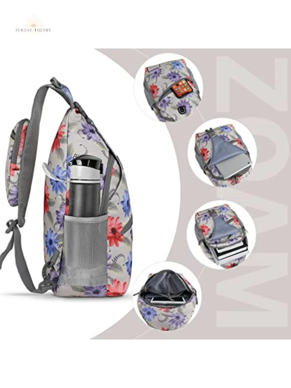 ZOMAKE Sling Bag, Small Crossbody Sling Backpack, Water Resistant, Anti Thief,
